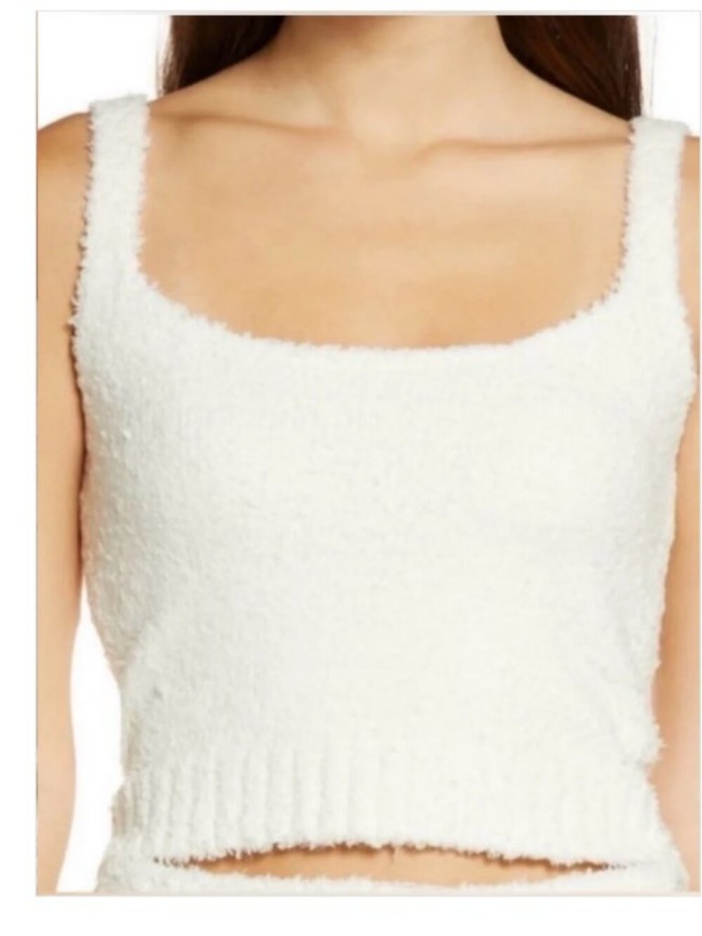 Skims Cozy Knit Tank Pajama Lounge Top Size S Cream White Sleeveless Stretch